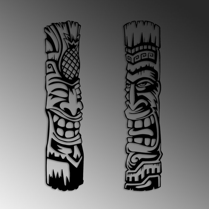 Wallity Tiki Escultura de Pared de Metal Negra (2 Piezas) Wallity Tiki Escultura de Pared de Metal Negra (2 Piezas)